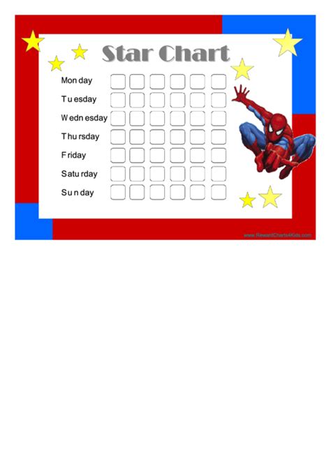 Star Reward Chart Spiderman Printable Pdf Download