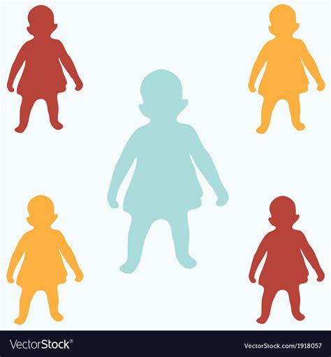 Colored Children Silhouettes Royalty Free Vector Image