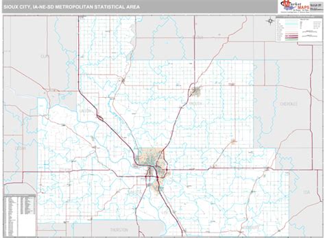 Sioux City Ia Metro Area Zip Code Wall Map Premium Style By Marketmaps