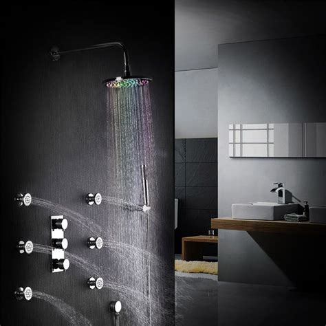 Led Rain Shower System Modern Wall Mount Shower Faucet With Body Sprays