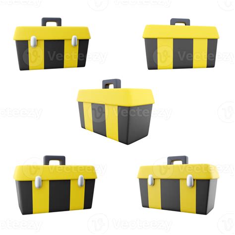 Free 3d Rendering Tool Box Yellow And Black Color Icon Set 3d Render