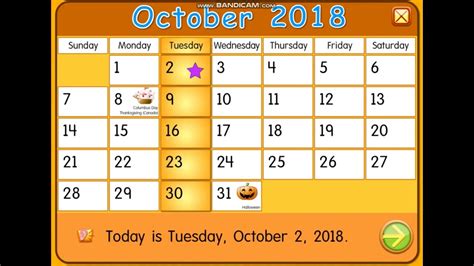 Starfall Calendar October 2018 Youtube