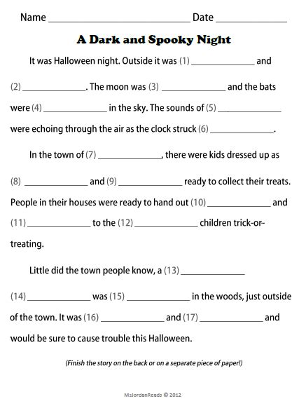 Classroom Freebies Too Free Halloween Fill In A Story Writing Template