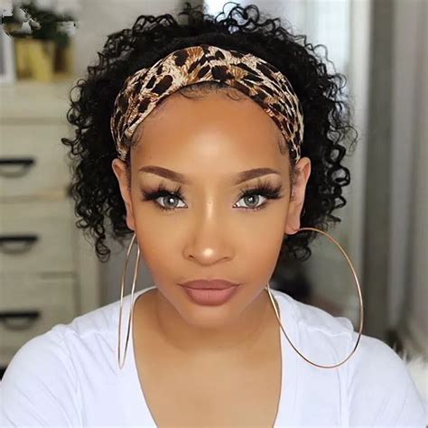 Brazilian Curly Headband Human Hair Wigs For Black Women No Glue Easy