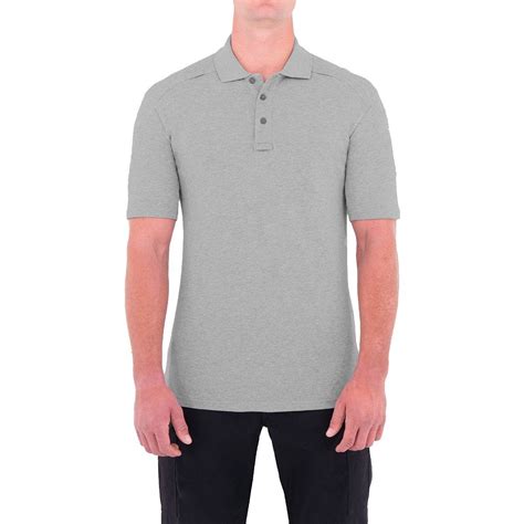 First Tactical Mens Cotton Short Sleeve Polo With Pen Pocket Heather Grey