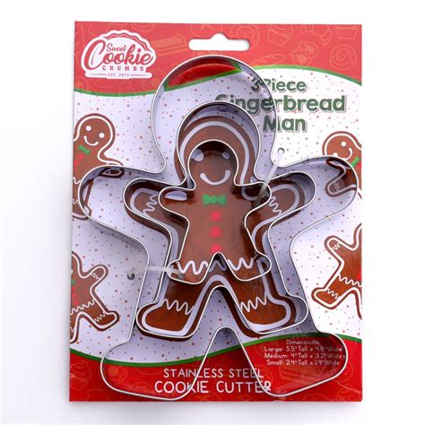 gingerbread man cookie cutter set 3 piece stainless steel