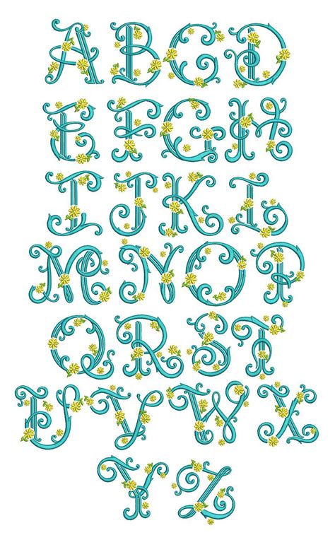 Rachel bowie satin embroidery font. Dainty Daisy Monogram | Embroidery fonts, Machine ...