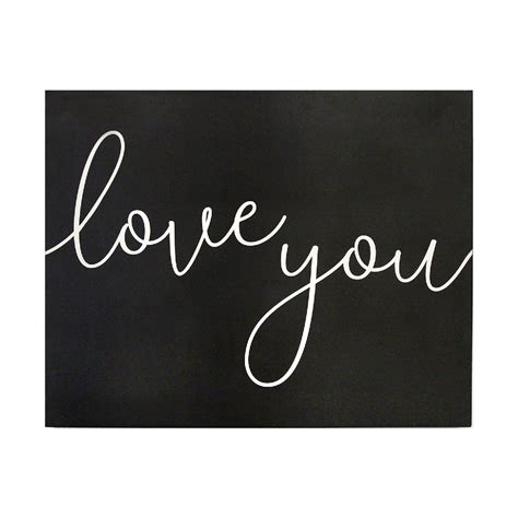 Matte Black Script Love You Wall Decor Oversized Wall Art Black