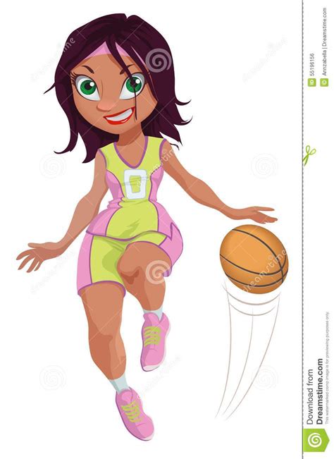 Cartoon Girl Basketball Player Stock Vector Image 55196156