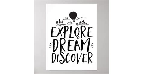 Travel Quote Explore Dream Discover Poster Zazzle