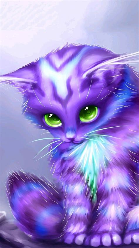 Purple Cat Cute Animal Drawings Kawaii Animal Paintings