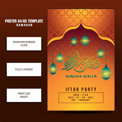 Modern Ramadan Mubarak Flyer Or Brochure Template With Red Background