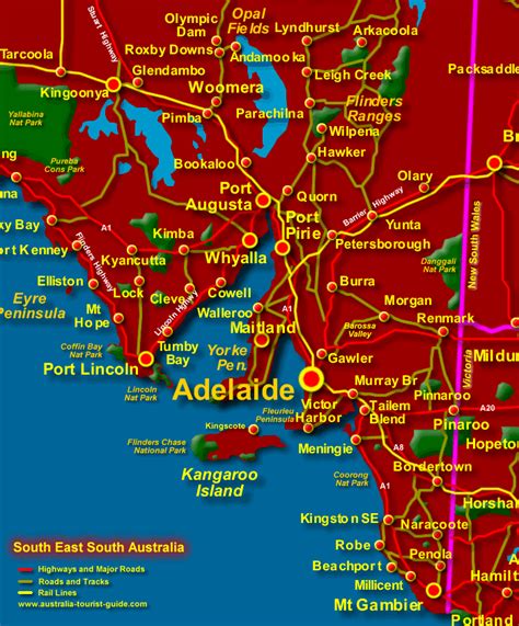 Map of south australia region with detail of districts. South East South Australia Beach Map - South Australia ...