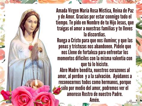 Oración A La Virgen Rosa Mística Para Celebrar La Aparición De La