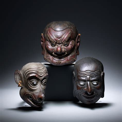 68 Three Noh Masks Brandt Asian Art