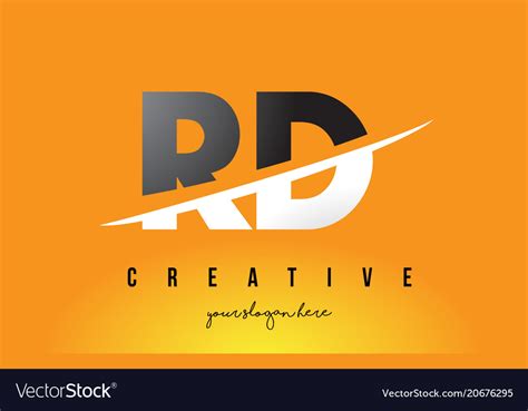 Rd R D Letter Modern Logo Design With Yellow Vector Image