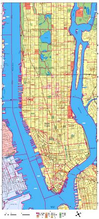Editable Manhattan Street Map With Zip Codes Illustrator Pdf Digital Vector Maps