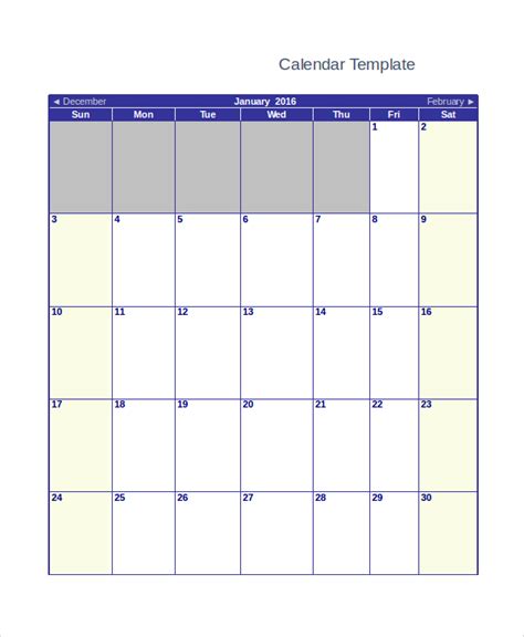 Blank Calendar Template Word Calendar For Planning Printable Blank