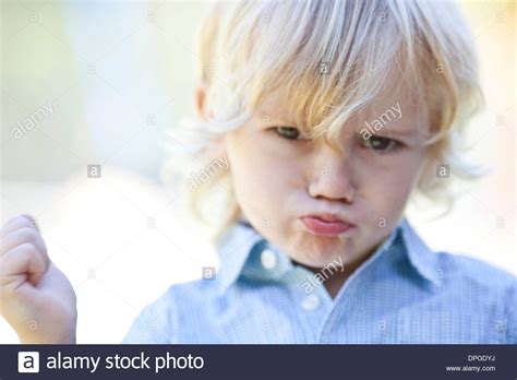 Little Boy Pouting Stock Photo Alamy