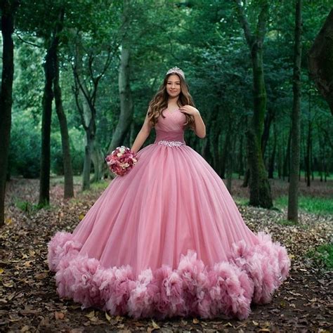 Ruched Ball Gown Princess Pink Quinceañera Dress Sweet 16 Off Shoulder
