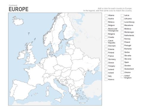 Europe Coloring Printable Blank Map Europe Map Printable Europe Map
