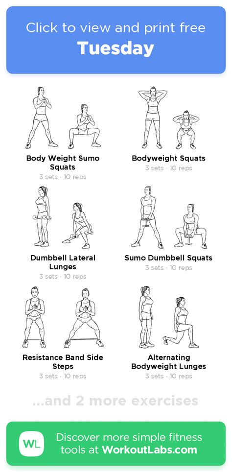 Tuesday Click To View And Print This Illustrated Exercise Plan