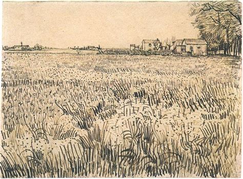 1882 study of a tree pencil and chalk on paper. Meadow with Flowers by Vincent Van Gogh - 1173 - Drawing