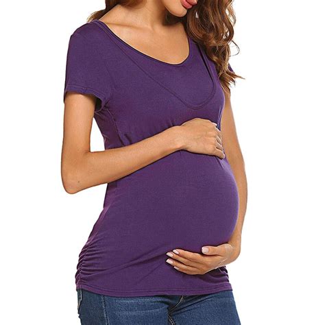 casual women s nursing solid t shirt female short sleeve tops maternity breastfeeding t shirt