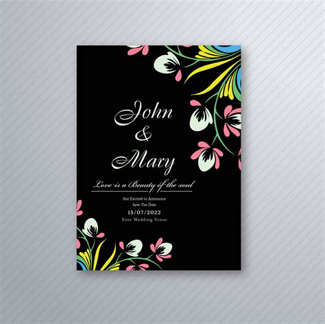 Beautiful Wedding Invitation Card With Colorful Floral Design 305166