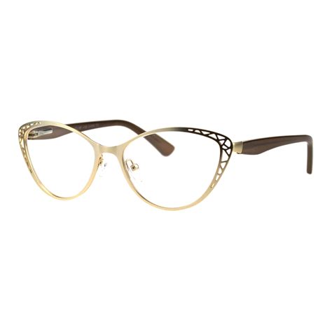 Womens Metal Rim Cat Eye Diecut Deco Powered Reading Glasses Light Gold 3 0