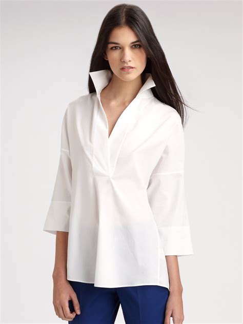 Akris Punto Cotton Tunic Blouse In White Lyst