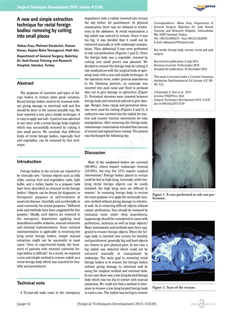 Pdf A New And Simple Extraction Technique For Rectal Foreign Bodies Removing By Cutting Into