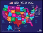 Map of USA States and Capitals - Colorful US Map with Capitals ...