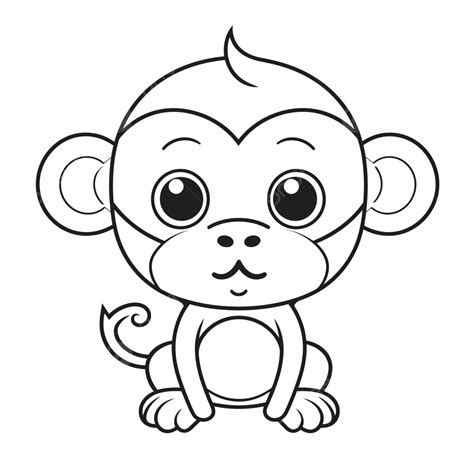 Cute Monkey Coloring Page With A Black And White Background Outline