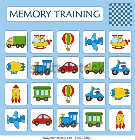 Memory Game For Preschool Children Set Of Paired Cards For The