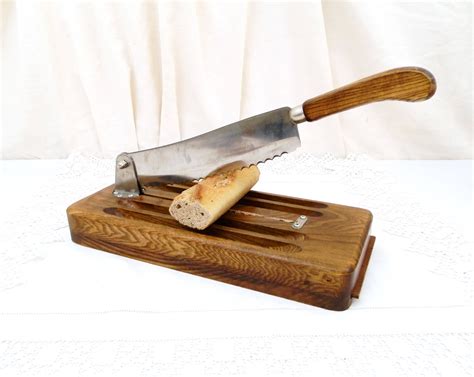 Vintage French Guillotine Bread Knife With Crumb Collecting Tray Made