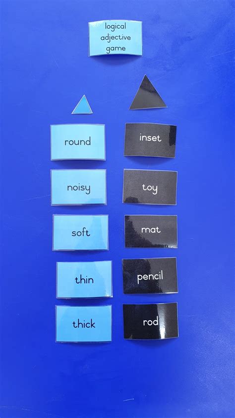 Logical Adjective Game Montessori Adjectives Adjective Games Nouns