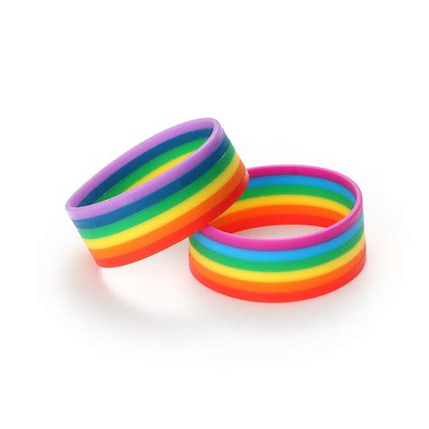 Style Gay Pride Glass Silicone Rubber Bracelet Rainbow Flag Gay