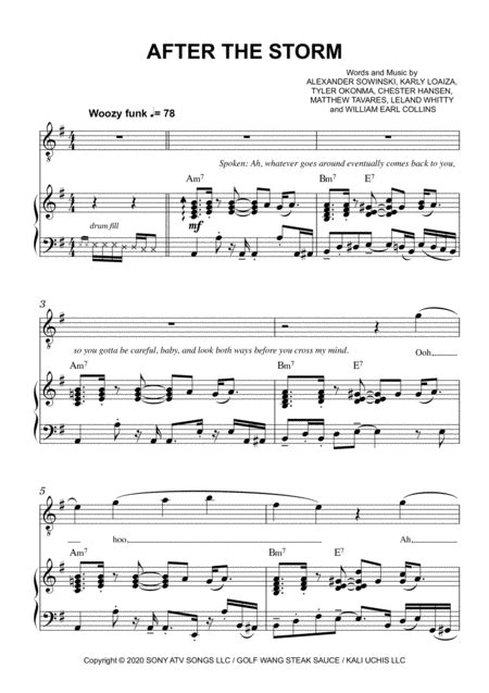 After The Storm Sheet Music Kali Uchis Piano Vocal