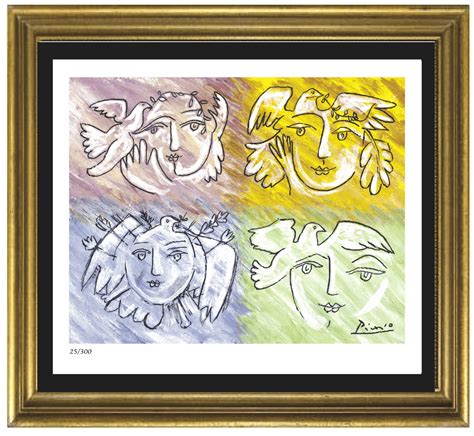 Pablo Picasso Four Faces Of Peace Signed And Hand Numbered Limited