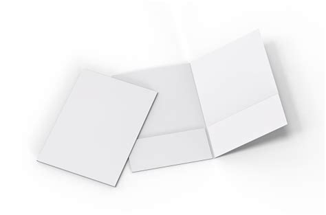Blank White Reinforced Pocket Folders On Isolated White Background Mock