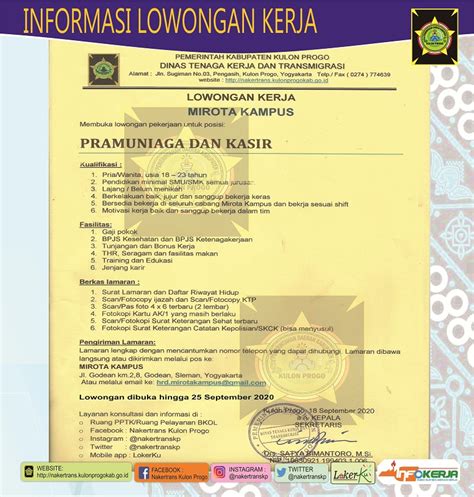 Trans jogja is a bus rapid transit (brt) system operates in yogyakarta and surrounding areas as shelters, with 17 different routes. DISNAKERTRANS - Lowongan Kerja Pramuniaga dan Kasir di ...