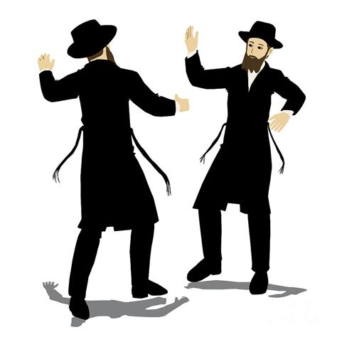 2 Jewish Hasidic Jews Dancing Flat Vector Drawing The Figures Are