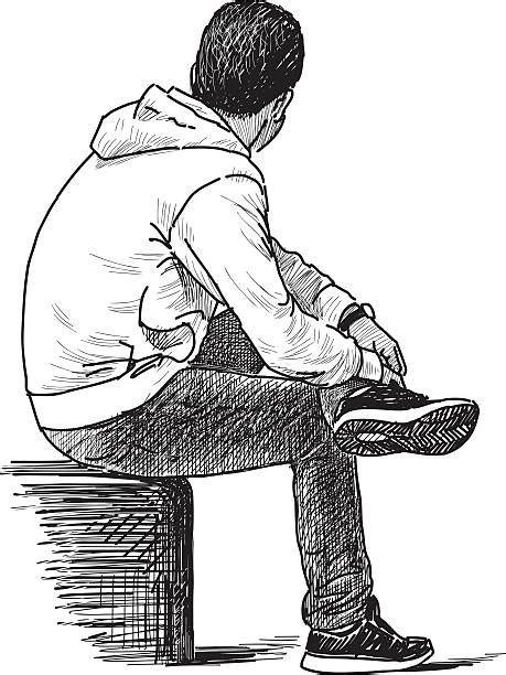 Royalty Free Drawing Of The Lonely Man Clip Art Vector Images