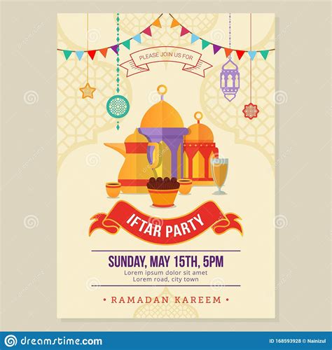 Ramadan Iftar Party Design Poster And Banner Template Stock Vector