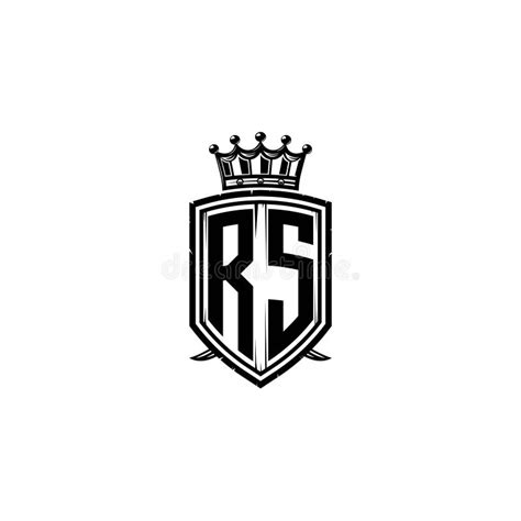 Rs Logo Monogram Shield Crown Luxury Design Stock Vector Illustration