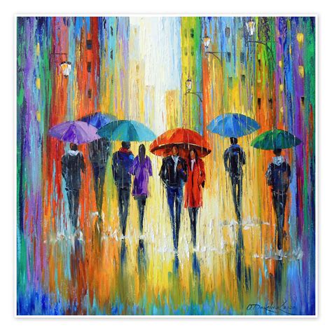 paseo romántico bajo la lluvia de olha darchuk en póster lienzo y mucho más posterlounge es