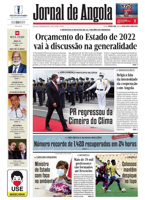 Jornal De Angola Quinta 04 De Novembro De 2021