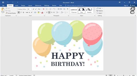 How To Make A Birthday Card With Word Youtube