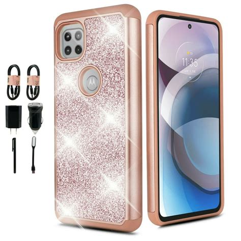 Value Pack For Motorola One 5g Ace Moto G 5g Glitter Hard Case Hybrid